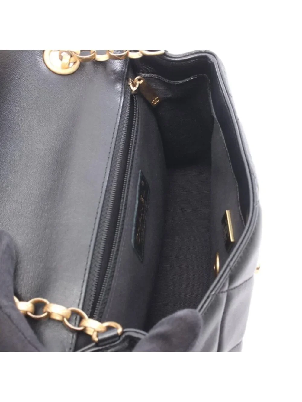 Chanel Shoulder Bag Quilted Small Flap Black Lambskin Bijou Chain